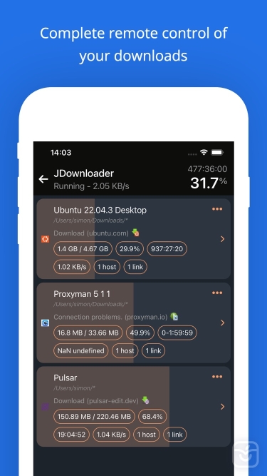 تصاویر MyJDownloader Remote ++