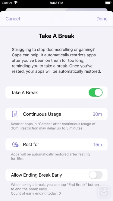 تصاویر Cape: Screen Time Master ++ | آنلاک‌شده