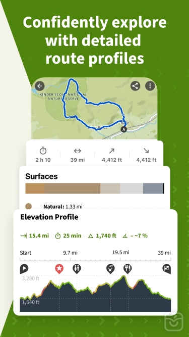 تصاویر komoot - hike, bike & run ++