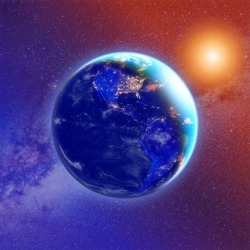 لوگو 3D Earth & moon, sun and stars ++
