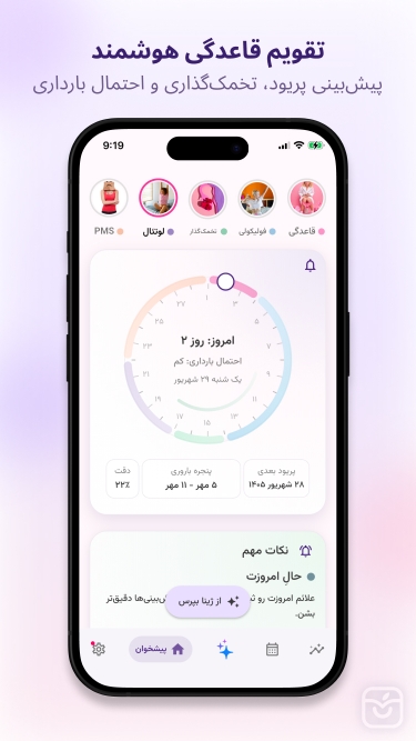 تصاویر لیدی لایف | تقویم پریود و باروری