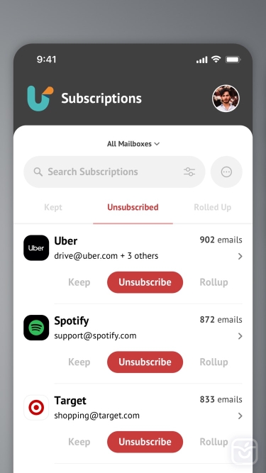 تصاویر Unroll.Me - Email Cleanup