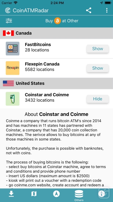 تصاویر CoinATMRadar - Bitcoin ATM Map