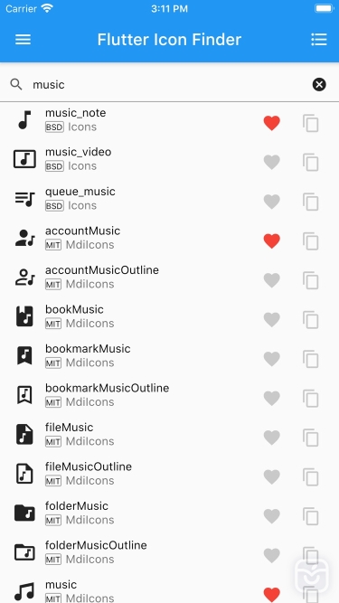 تصاویر Flutter Icon Finder