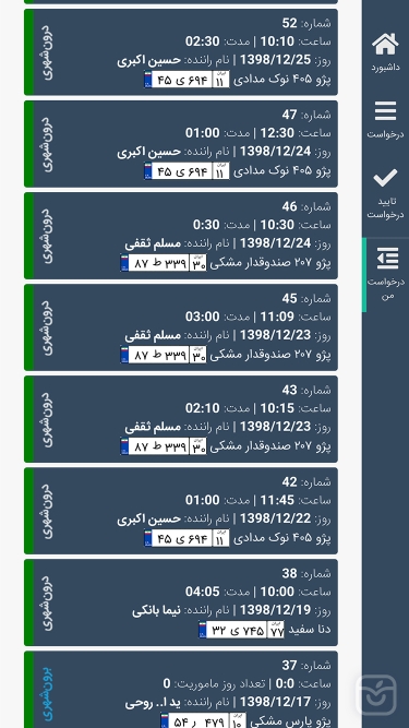 تصاویر درخواست خودرو سازمانی
