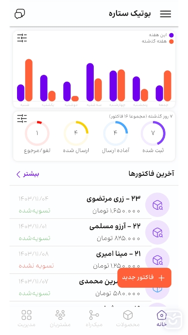 تصاویر میک، مدیریت فروشگاه، فاکتور، آنلاین شاپ