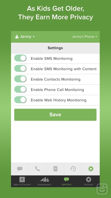 تصاویر SaferKid Text Monitoring App