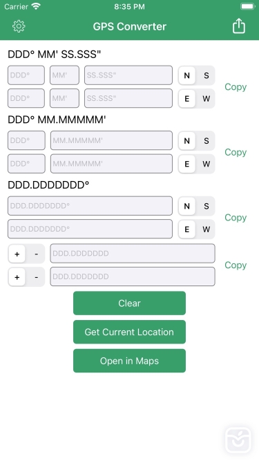 Gps position format outlet converter